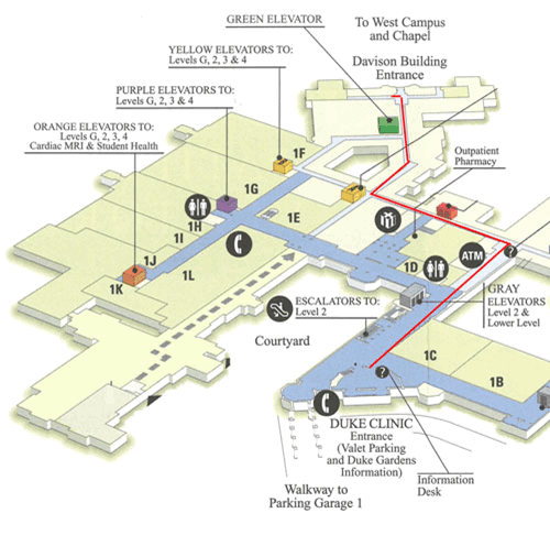 Walking map from parking to BIAC main office