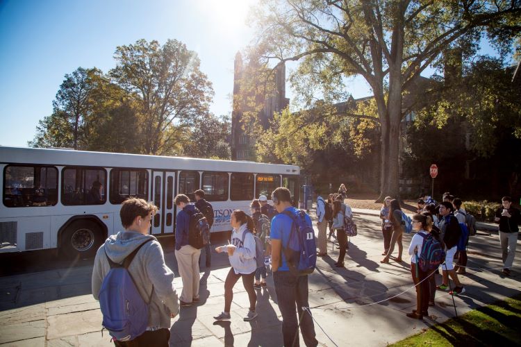 Bus stop at West Campus Chapel