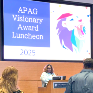 Sharena speaks at 2025 APAG Visionary Award Luncheon after being announced as the winner.